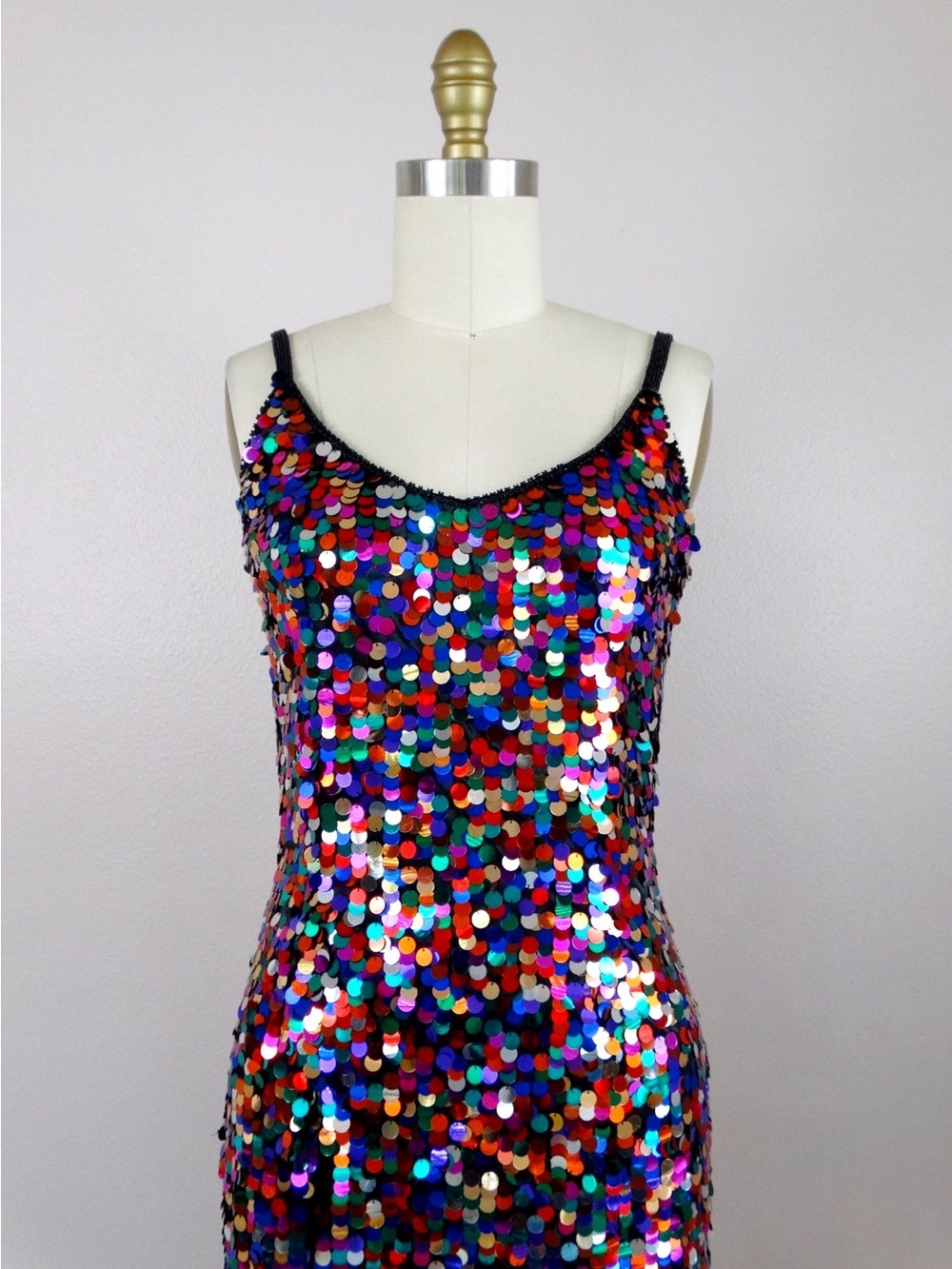 Cache VINTAGE RARE Multicolor Beaded Sequin Mini Dress Sz 10 - Picture 4 of 10